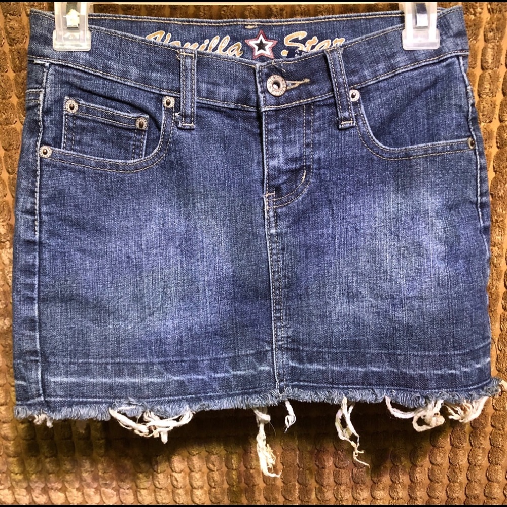 Vanilla Star Jean Skirt with Leopard Print